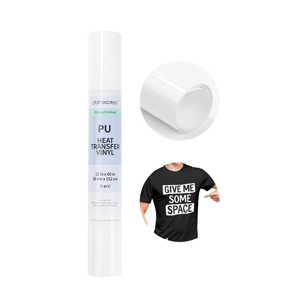 Craft Express White Glossy Heat Transfer Vinyl Roll - Craft Express Canada